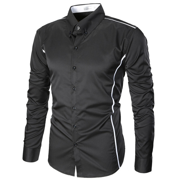 Стилна мъжка риза Slim модел с дълъг ръкав и класическа яка