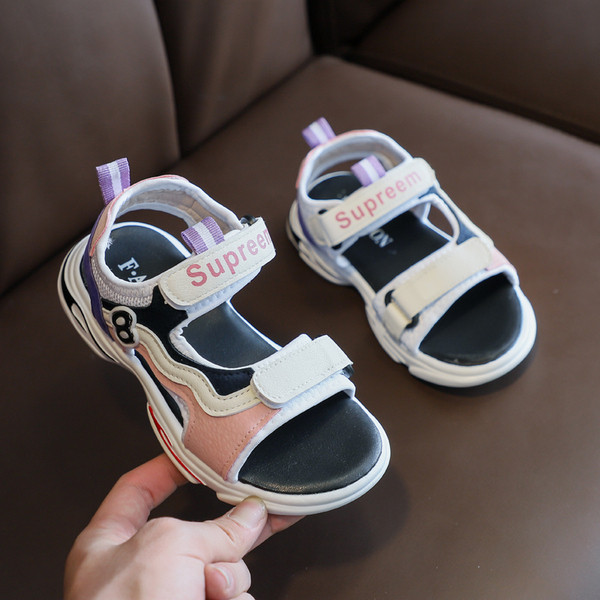 Ежедневни детски сандали за момчета с надписи и лепенки 