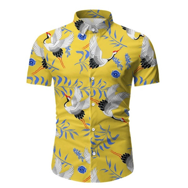 Лятна мъжка риза с класическа яка и къс ръкав