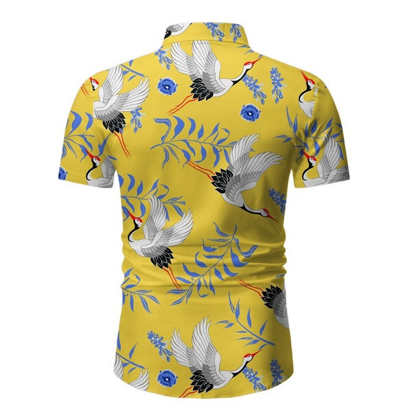 Лятна мъжка риза с класическа яка и къс ръкав