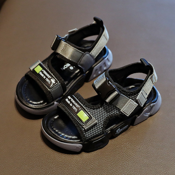 Ежедневни сандали за момчета с лепенки и надписи