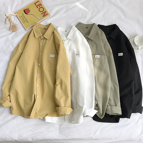 Мъжка риза широк модел с дълъг ръкав и джоб