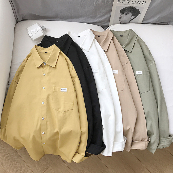 Мъжка риза широк модел с дълъг ръкав и джоб