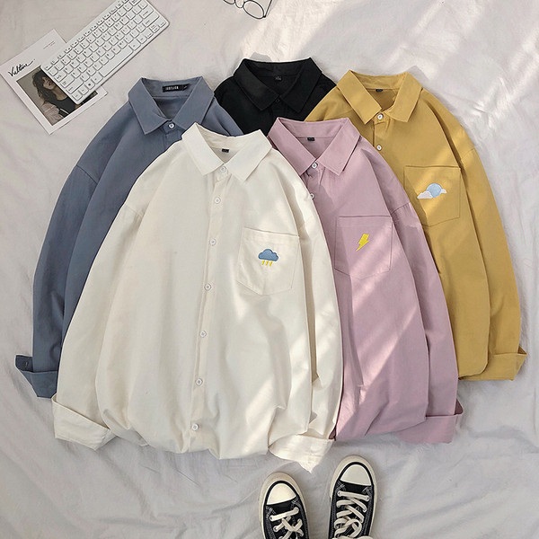 Мъжка ежедневна риза с джоб и бродерия