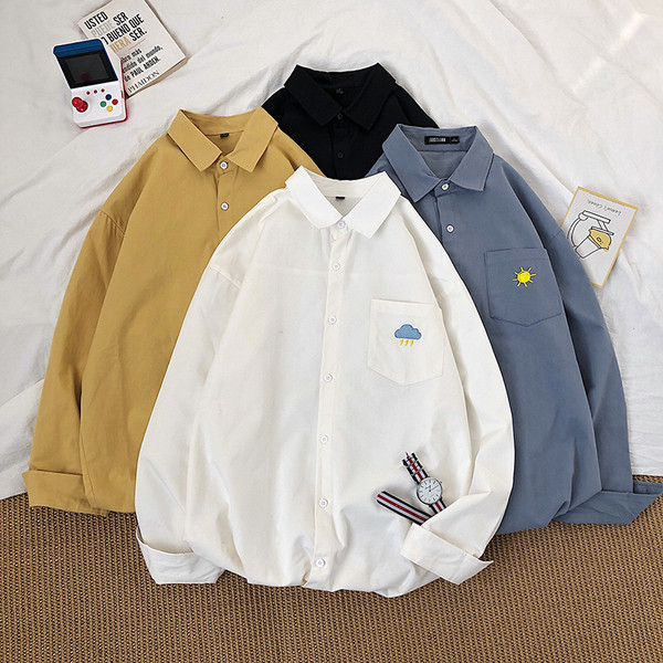 Мъжка ежедневна риза с джоб и бродерия