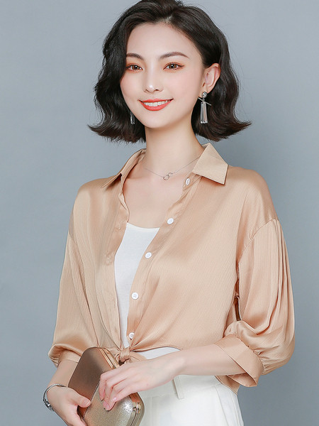 Ležerna ženska košulja s vezicama i klasičnim ovratnikom