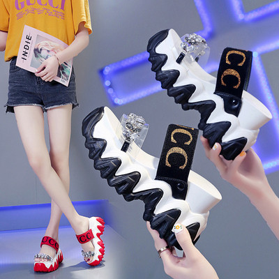 Нов модел дамски модерни сандали с висока груба подметка 