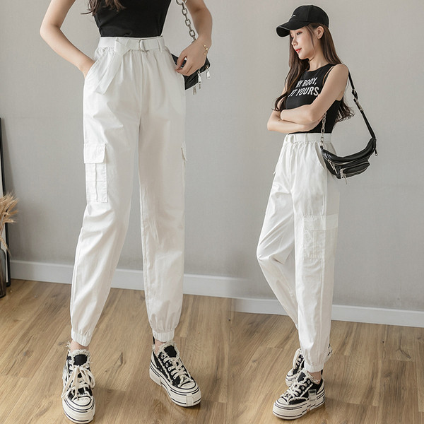 Дамски панталон с джоб и висока талия 