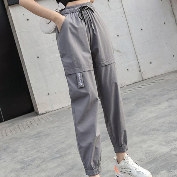 Модерен дамски панталон с висока талия и връзки 