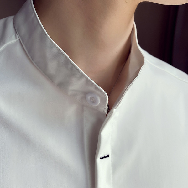 Актуална мъжка риза с 3/4 ръкав и овално деколте