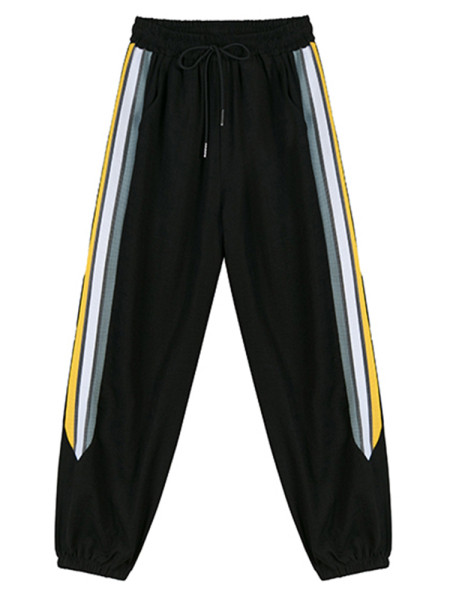 Дамски спорен панталон с висока талия и кант 