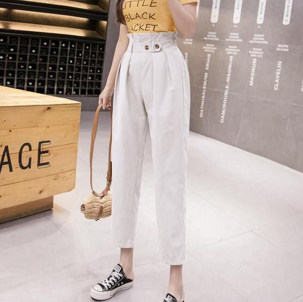 Дамски ежедневен  панталон с висока талия - прав модел