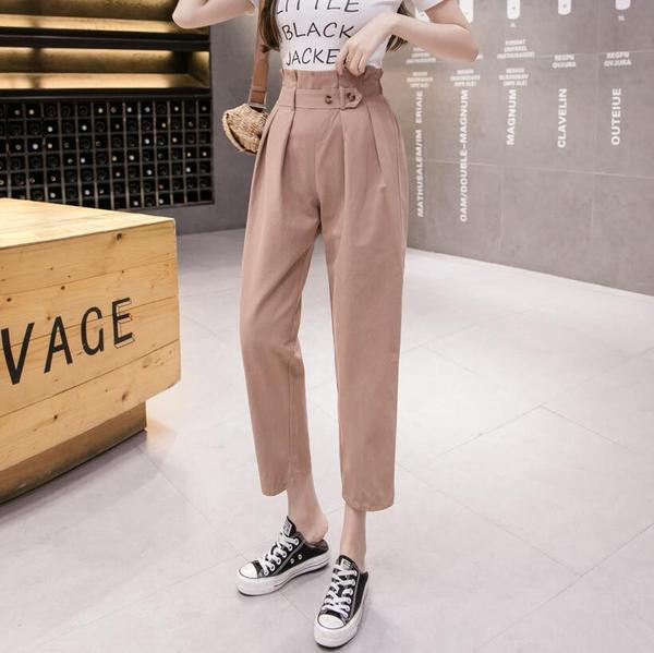 Дамски ежедневен  панталон с висока талия - прав модел