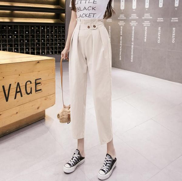 Дамски ежедневен  панталон с висока талия - прав модел