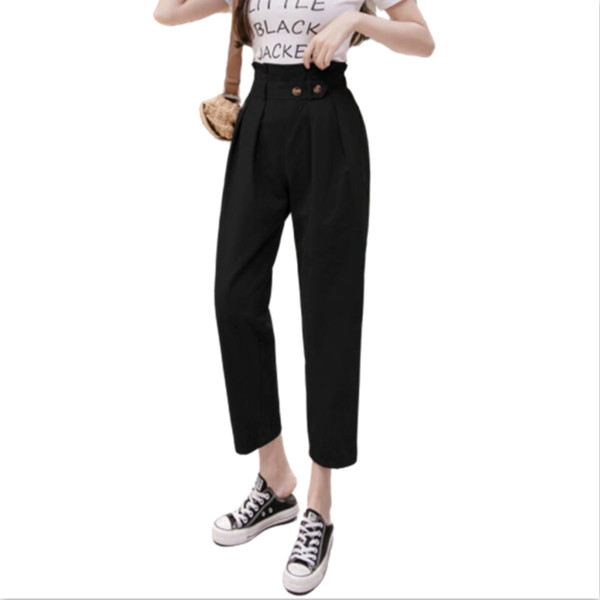 Дамски ежедневен  панталон с висока талия - прав модел