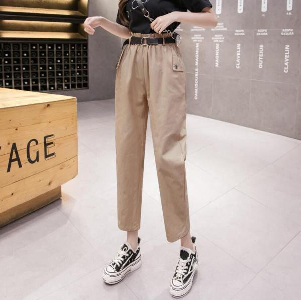 Дамски панталон с колан и висока талия в няколко цвята