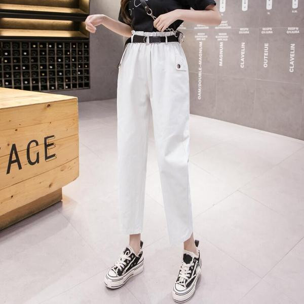 Дамски панталон с колан и висока талия в няколко цвята