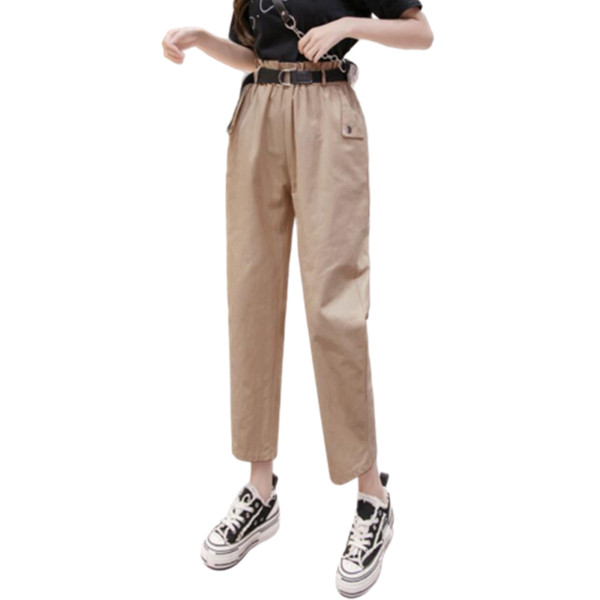 Дамски панталон с колан и висока талия в няколко цвята