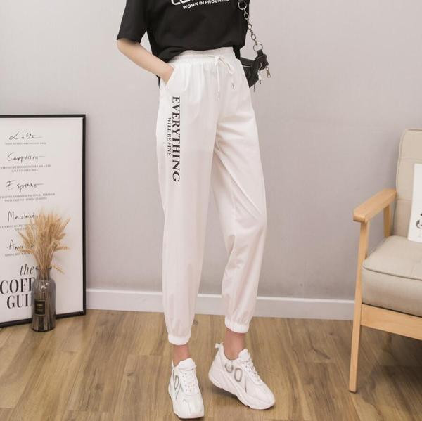 Дамски спортен панталон с висока талия и връзки 