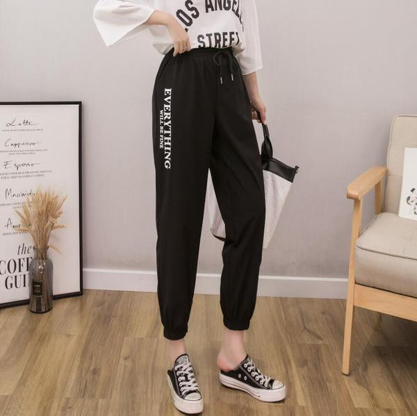 Дамски спортен панталон с висока талия и връзки 