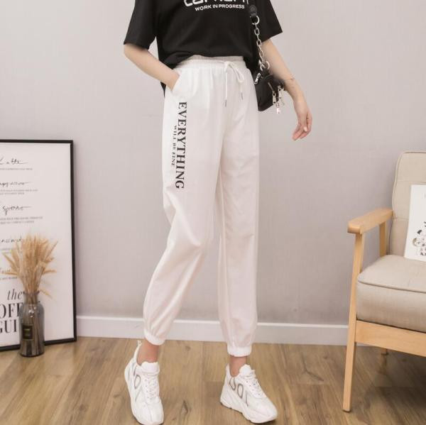 Дамски спортен панталон с висока талия и връзки 