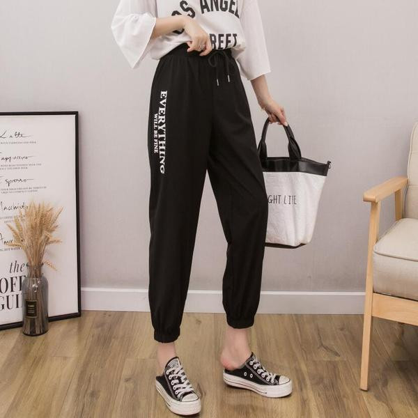 Дамски спортен панталон с висока талия и връзки 