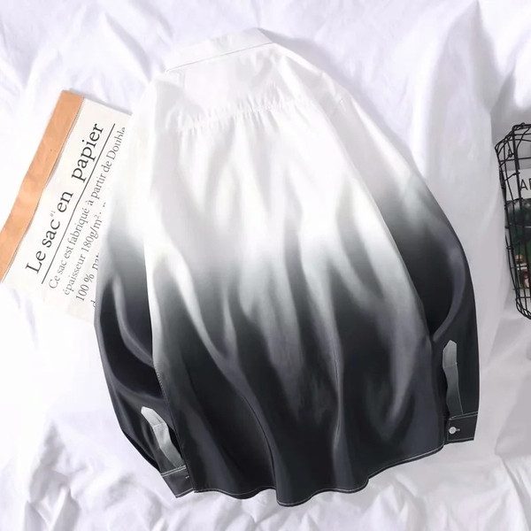 Модерна мъжка риза с дълъг ръкав в преливащи се цветове