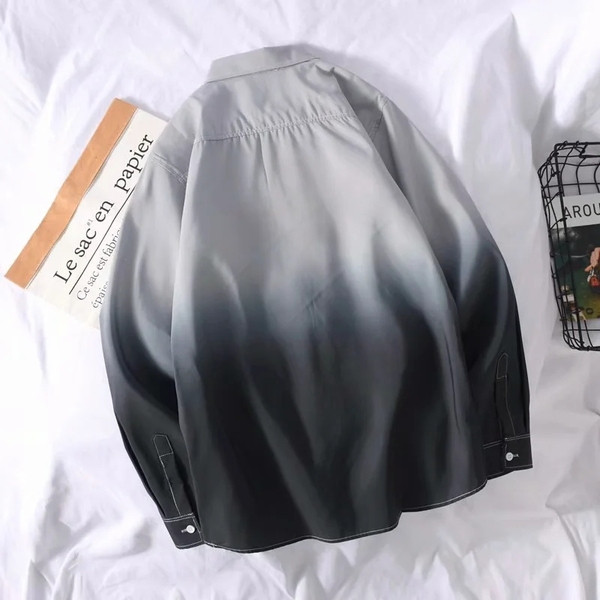 Модерна мъжка риза с дълъг ръкав в преливащи се цветове