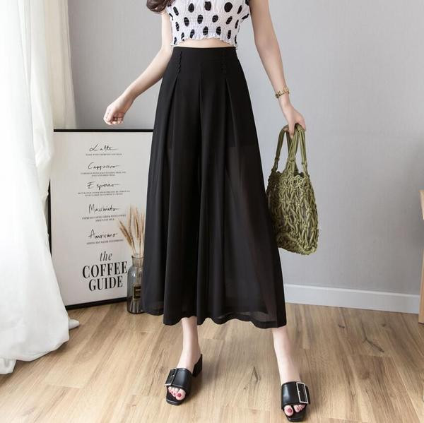 Стилен дамски панталон с висока талия - широк модел