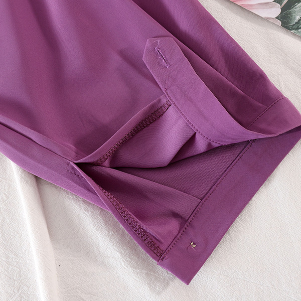 Широки дамски панталони с висока талия и копче 