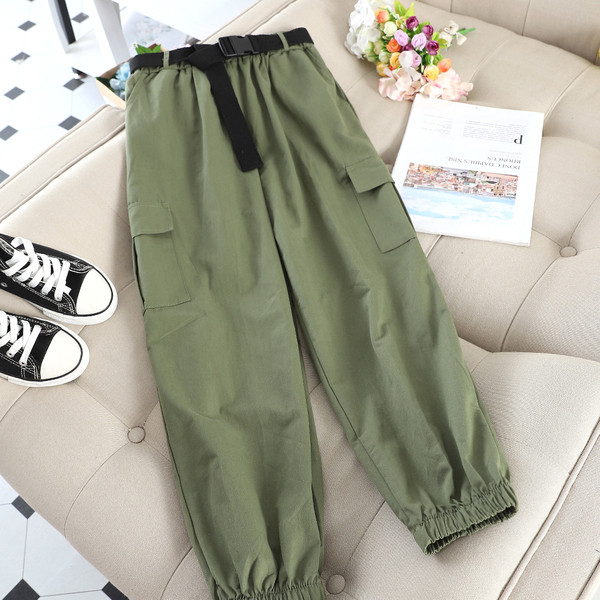 Ежедневни дамски панталони с джобове и колан 