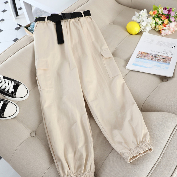 Ежедневни дамски панталони с джобове и колан 