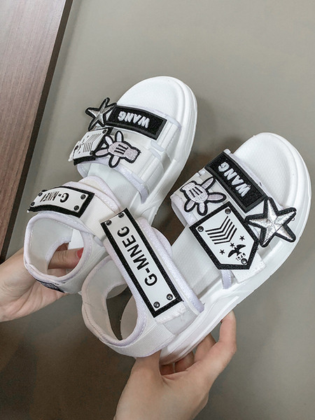 Ежедневни дамски сандали с надписи и велкро лепенки в два модела