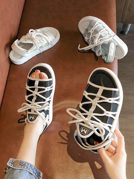 Ежедневни дамски сандали с връзки и велкро лепенки