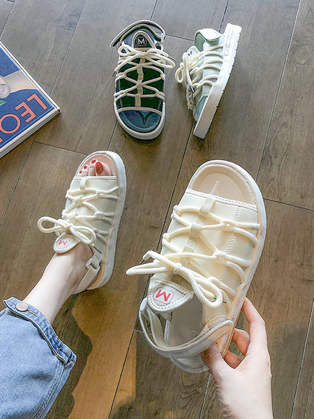 Ежедневни дамски сандали с връзки и велкро лепенки