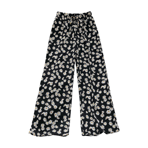 Широки дамски панталони с висока талия и принт 