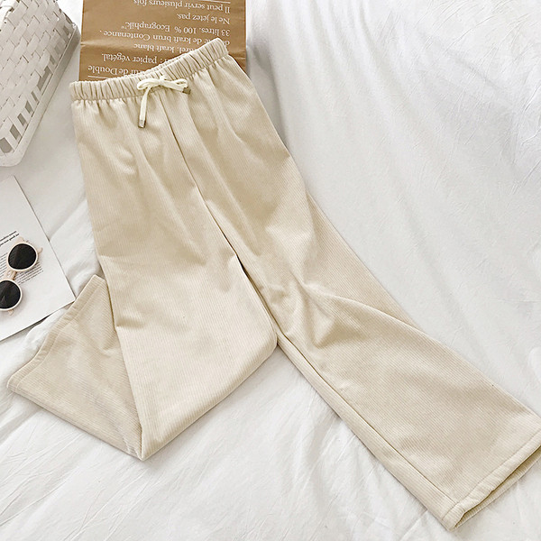 Кадифен дамски панталон с висока ластична талия 