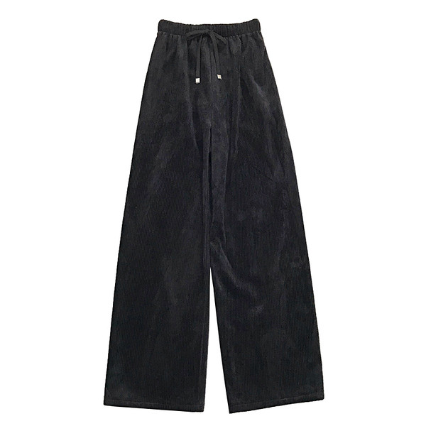 Кадифен дамски панталон с висока ластична талия 