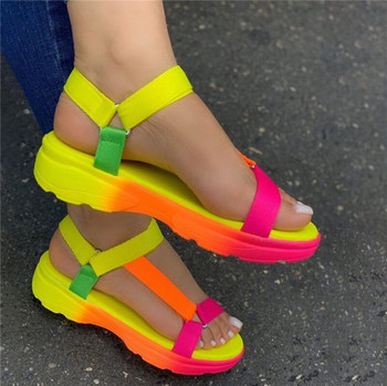 Модерни дамски сандали с висока подметка и велкро лепенки