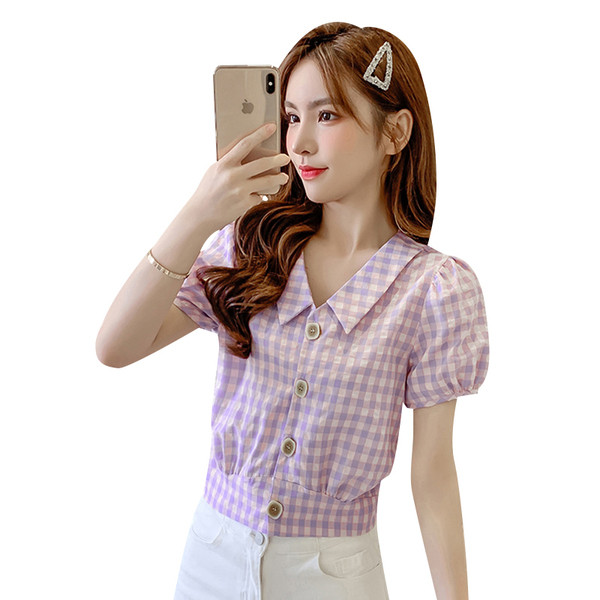 Ежедневна дамска риза с V-образно деколте и връзки