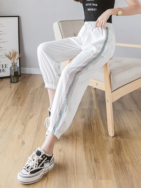 Модерни дамски панталони с мрежа и кант 