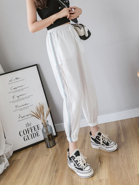 Модерни дамски панталони с мрежа и кант 