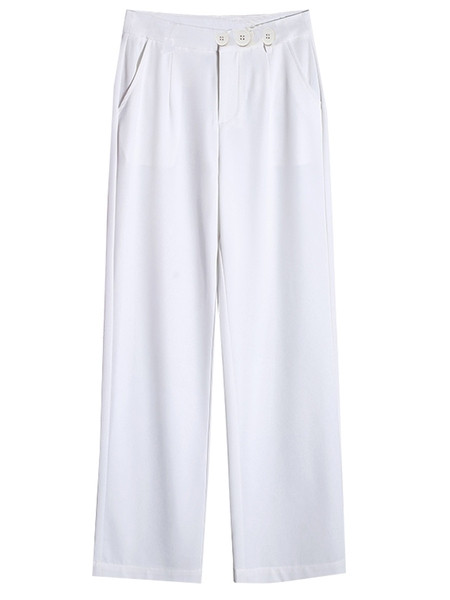 Дълъг дамски панталон с висока талия и копчета  