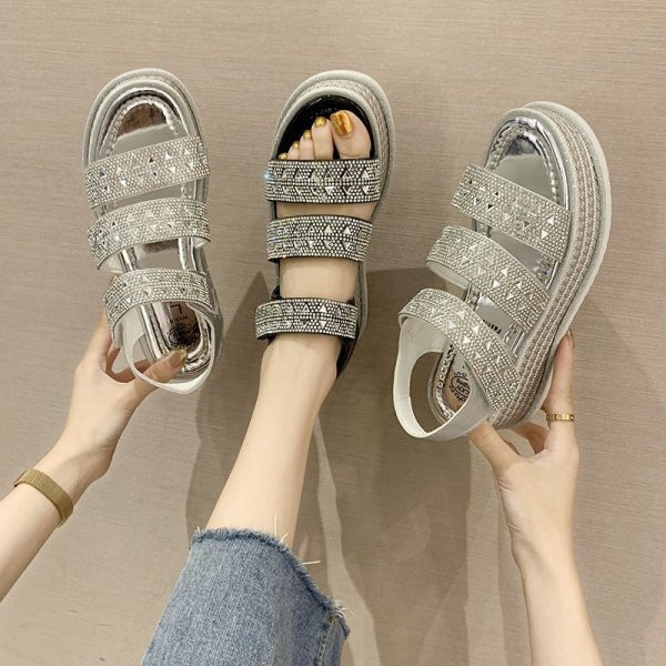 Модерни дамски сандали с платформа и камъни