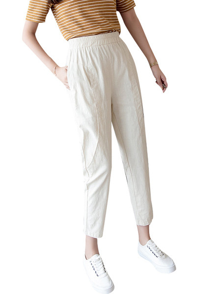 Ежедневен дамски панталон с висока ластична талия 