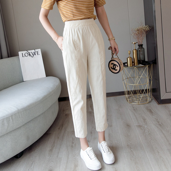 Ежедневен дамски панталон с висока ластична талия 