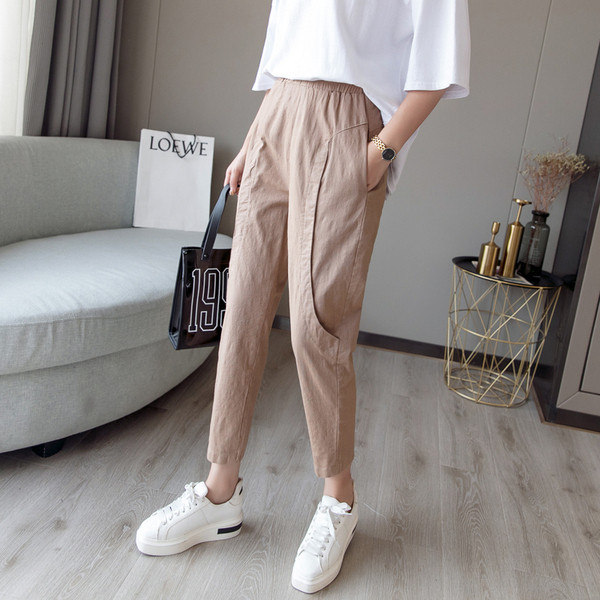 Ежедневен дамски панталон с висока ластична талия 