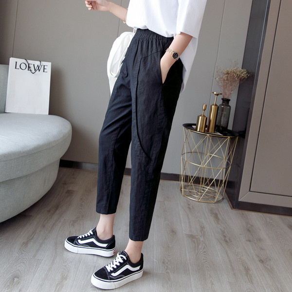 Ежедневен дамски панталон с висока ластична талия 