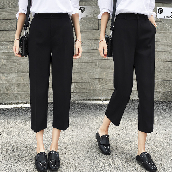 Модерен дамски панталон с висока талия - модел 7/8