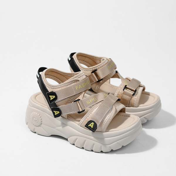 Ежедневни дамски сандали с груба подметка, лепенки и надписи